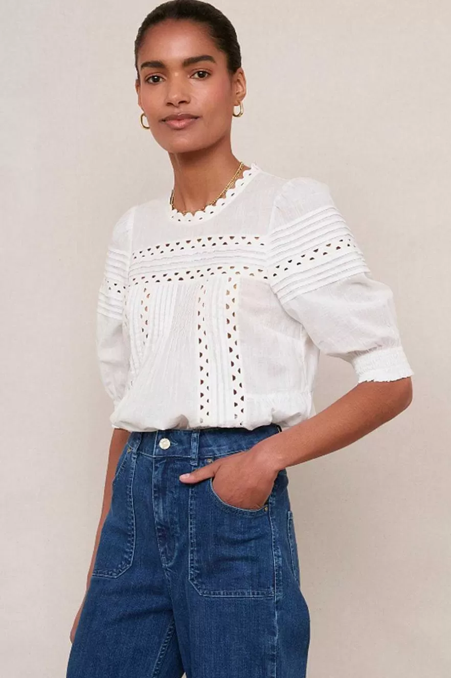 WYSE London Tops-Deedee Ric Rac Top - White