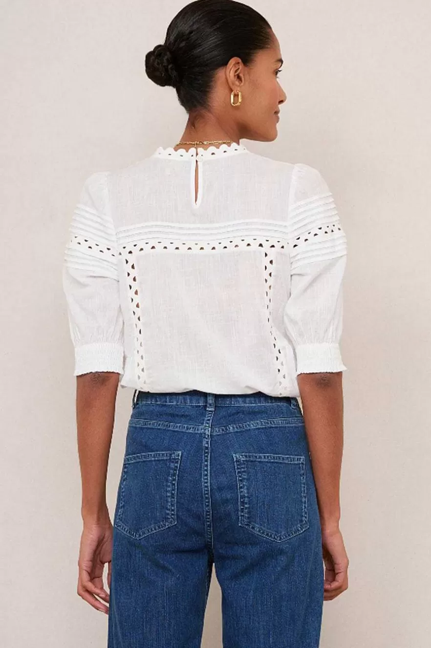 WYSE London Tops-Deedee Ric Rac Top - White