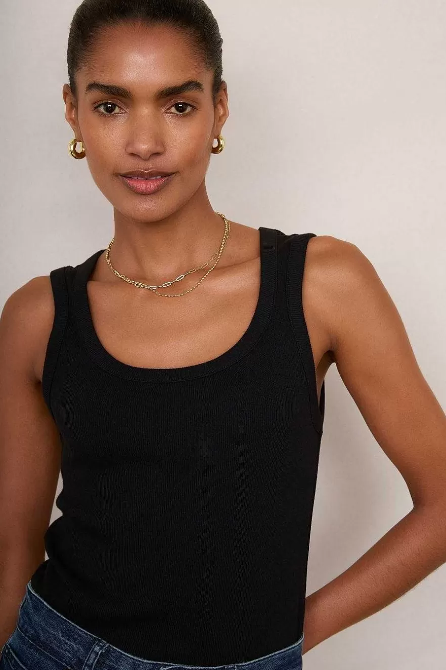 WYSE London Holiday-Edelie Ribbed Vest - Black