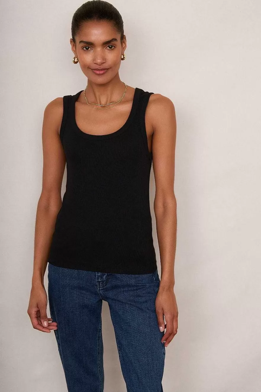 WYSE London Holiday-Edelie Ribbed Vest - Black