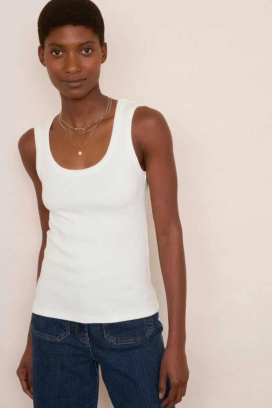 WYSE London Holiday-Edelie Ribbed Vest - White