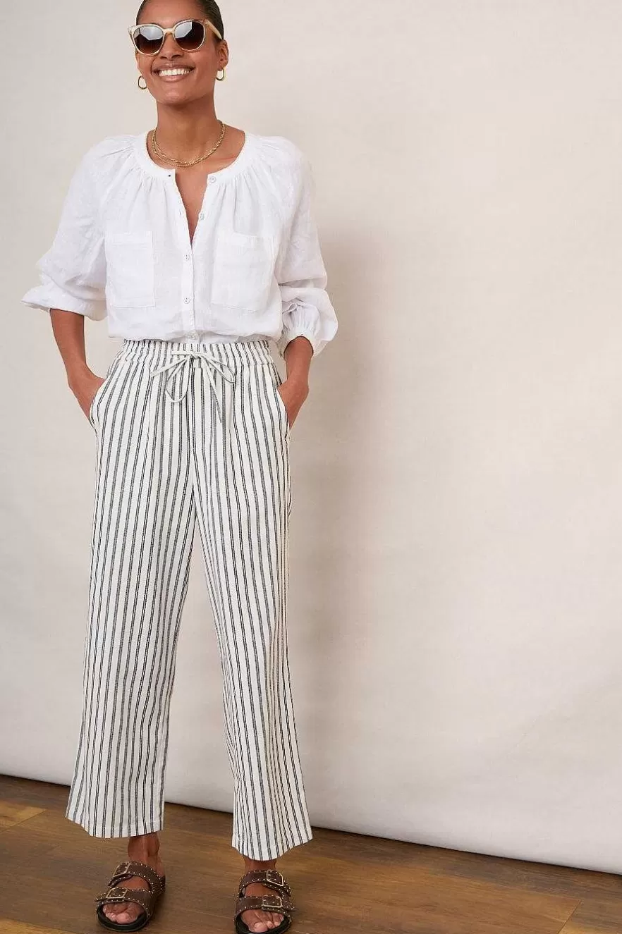 WYSE London Linen-Everly Stripe Trousers - Blue/Ivory