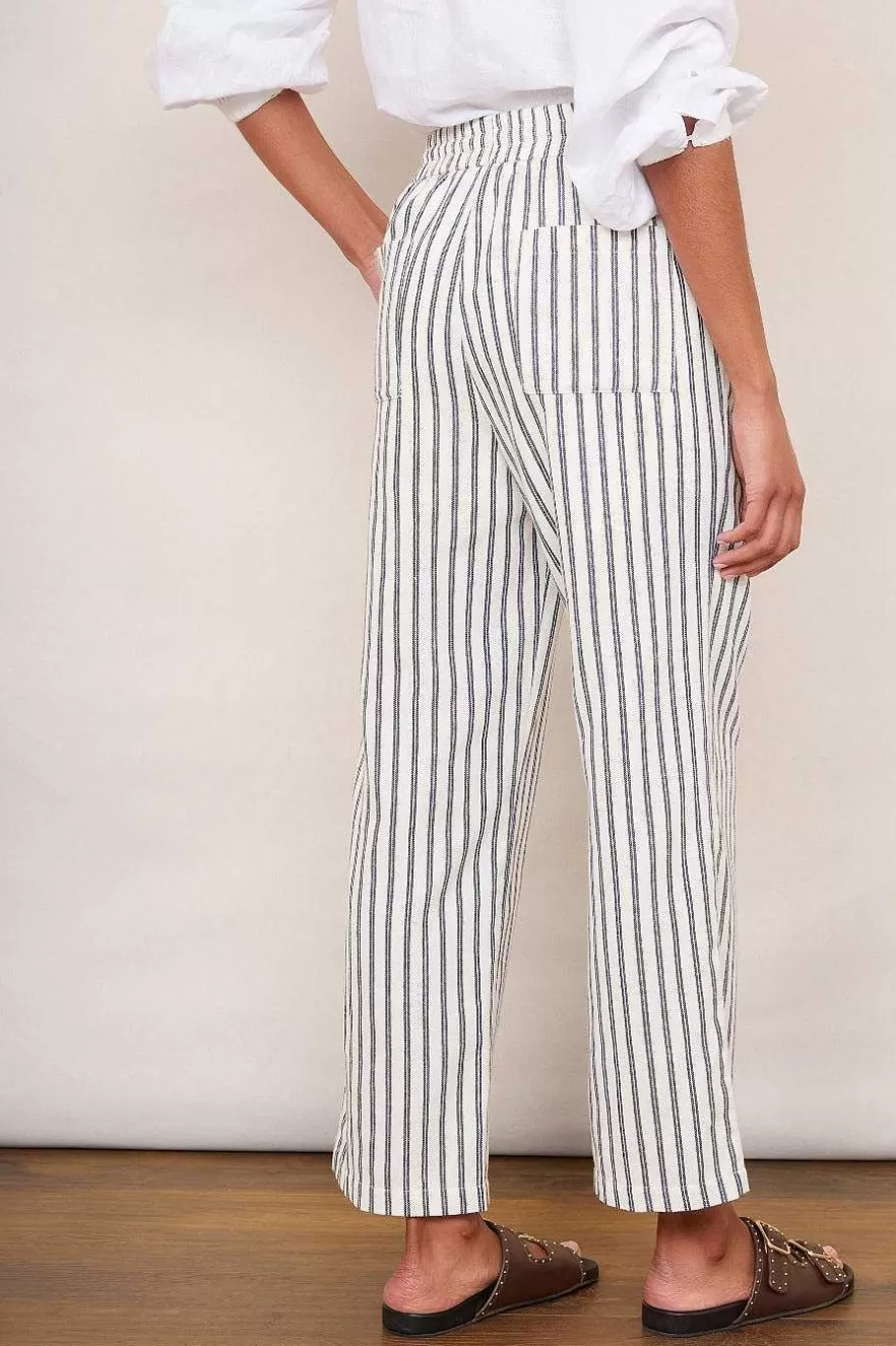 WYSE London Linen-Everly Stripe Trousers - Blue/Ivory