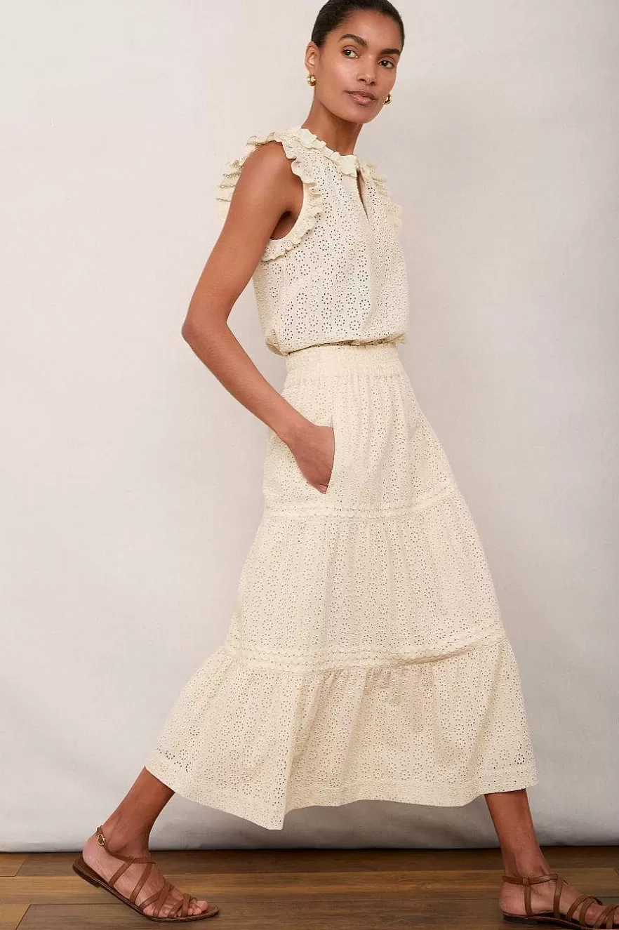 WYSE London Holiday-Felicity Broderie Skirt - Cream