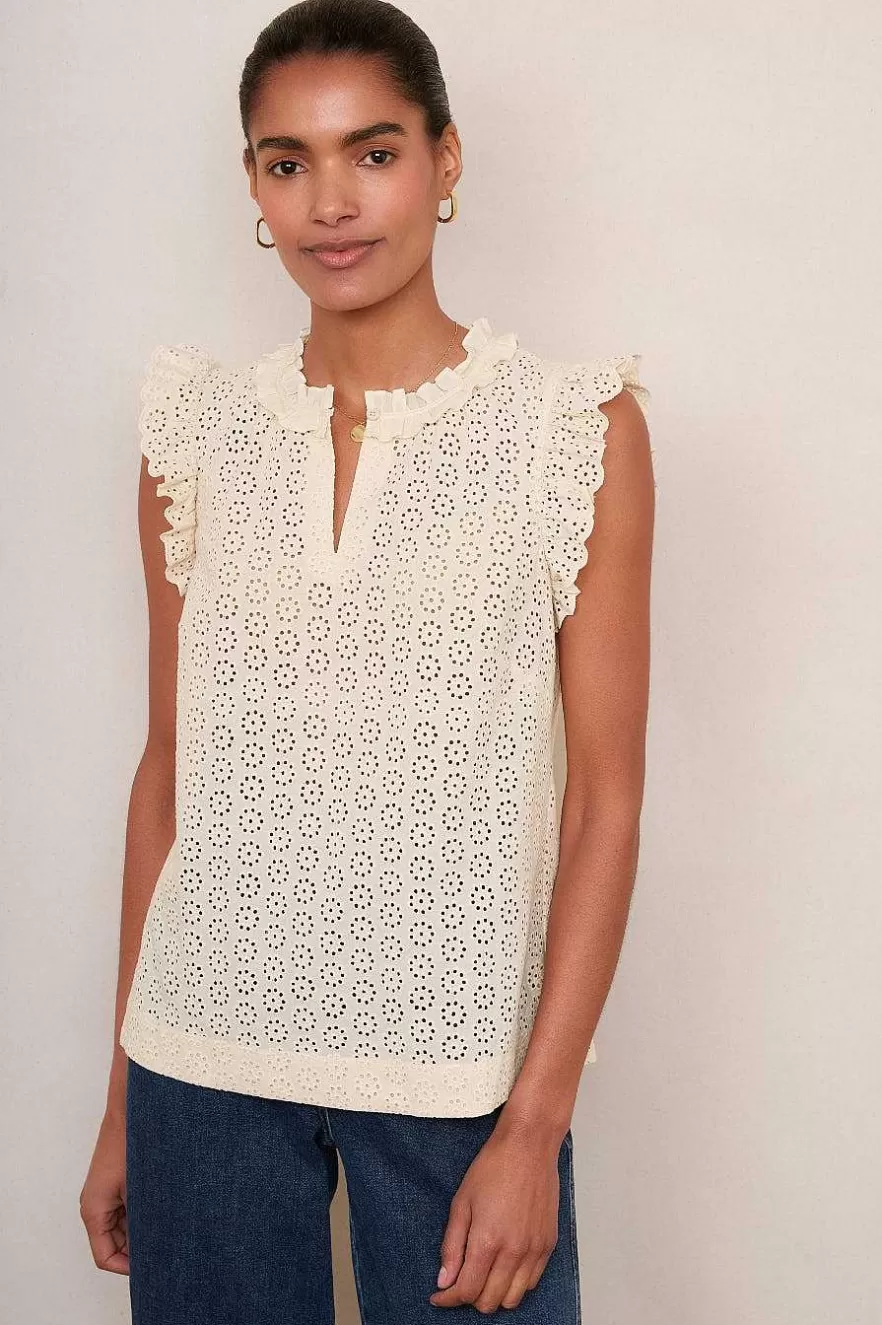 WYSE London Holiday-Felicity Top - Cream Broderie