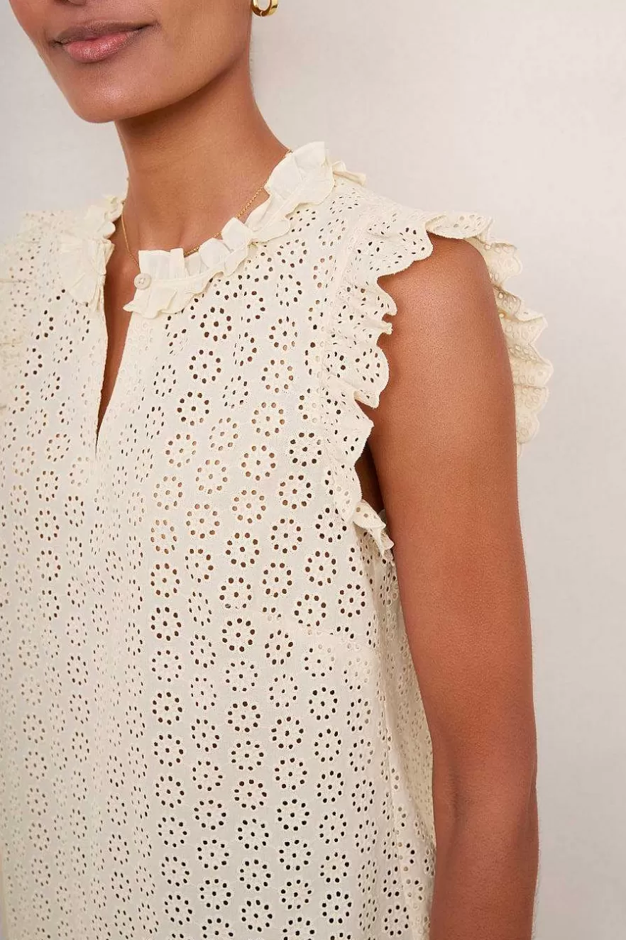 WYSE London Tops-Felicity Top - Cream Broderie