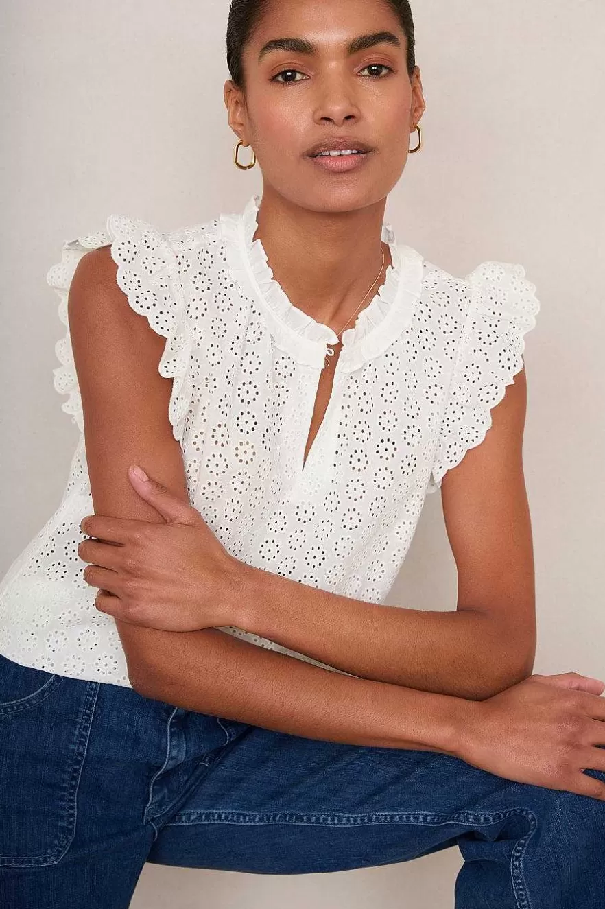 WYSE London Tops-Felicity Top - White Broderie