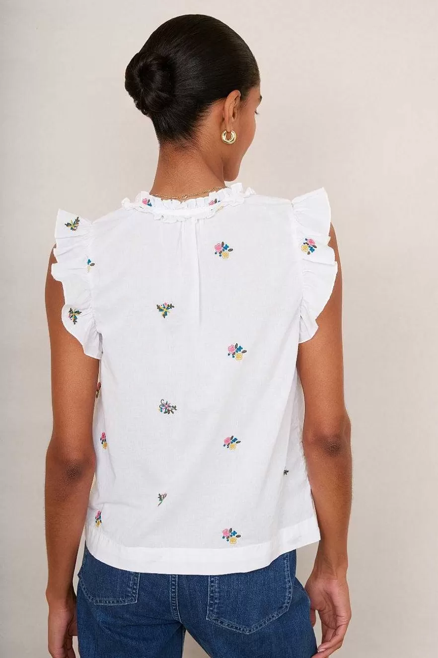 WYSE London Holiday-Felicity Top - White Embroidered
