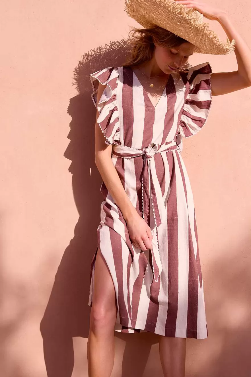 WYSE London Dresses & Jumpsuits-Juni Dress - Ecru/Brick