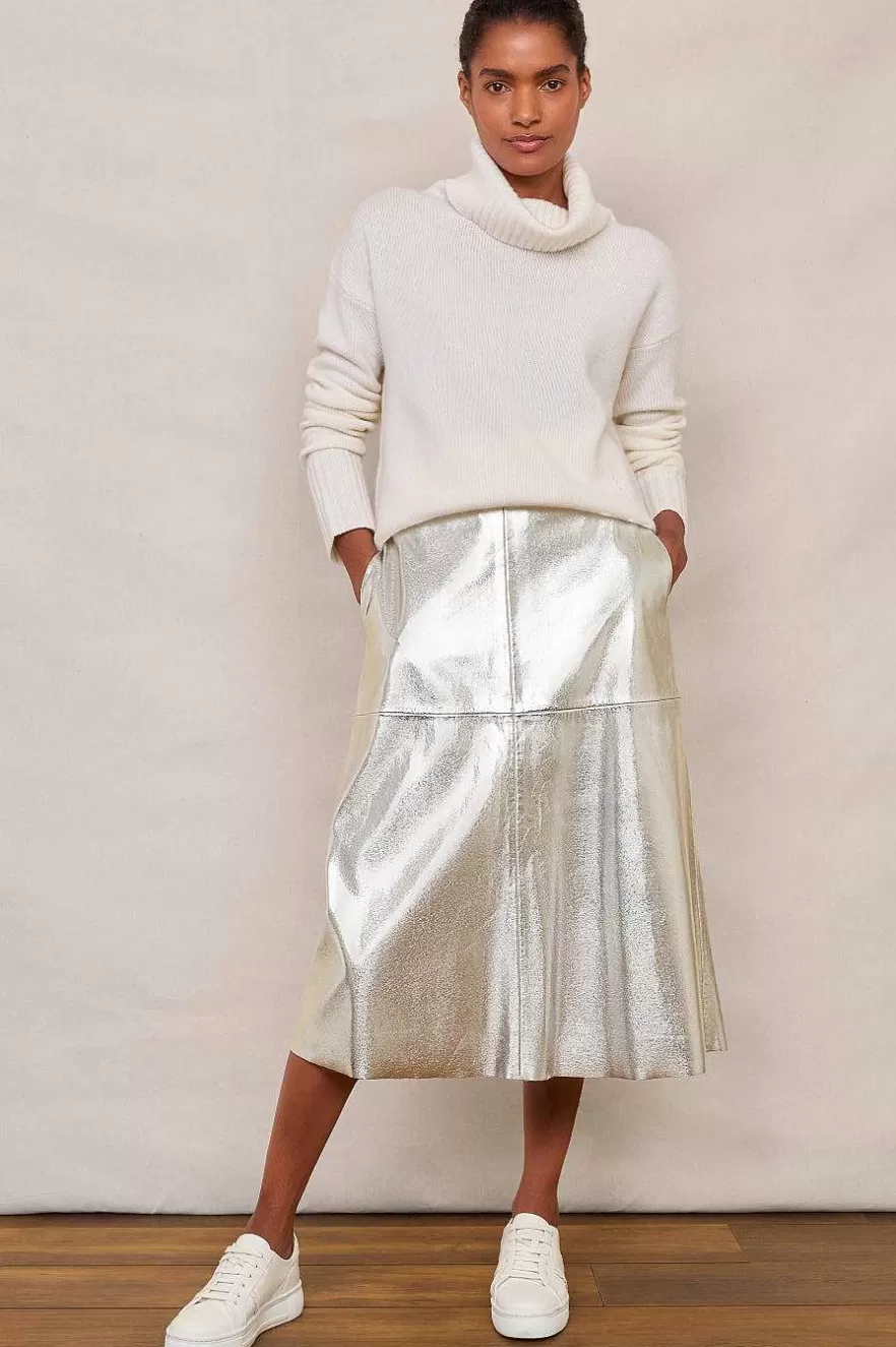 WYSE London Occasionwear-Lateisha Faux Leather Skirt - Silver