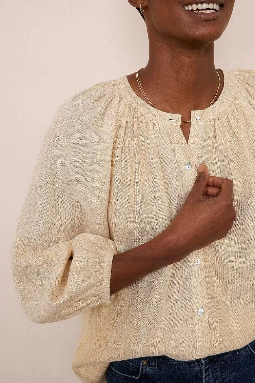 WYSE London Tops-Lauren Blouse - Gold