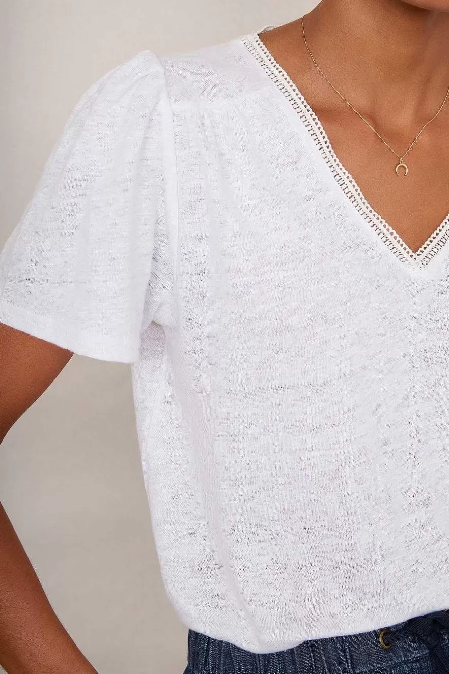 WYSE London Linen-Lily Lace Tee - White