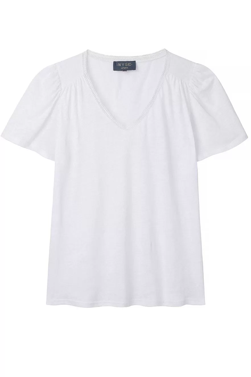 WYSE London Tops-Lily Lace Tee - White