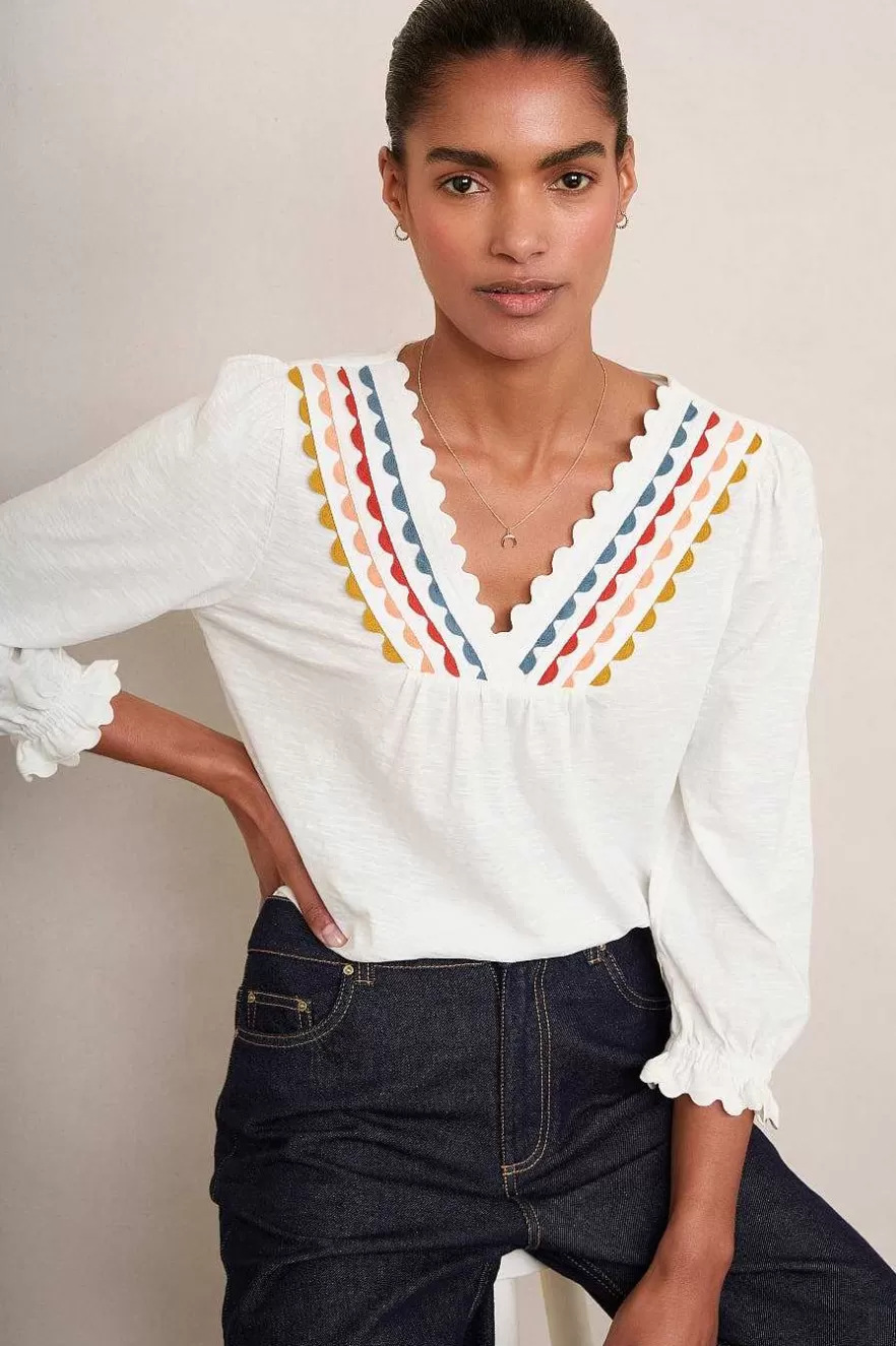 WYSE London Tops-Lizzie Ric Rac Top - White/Multi