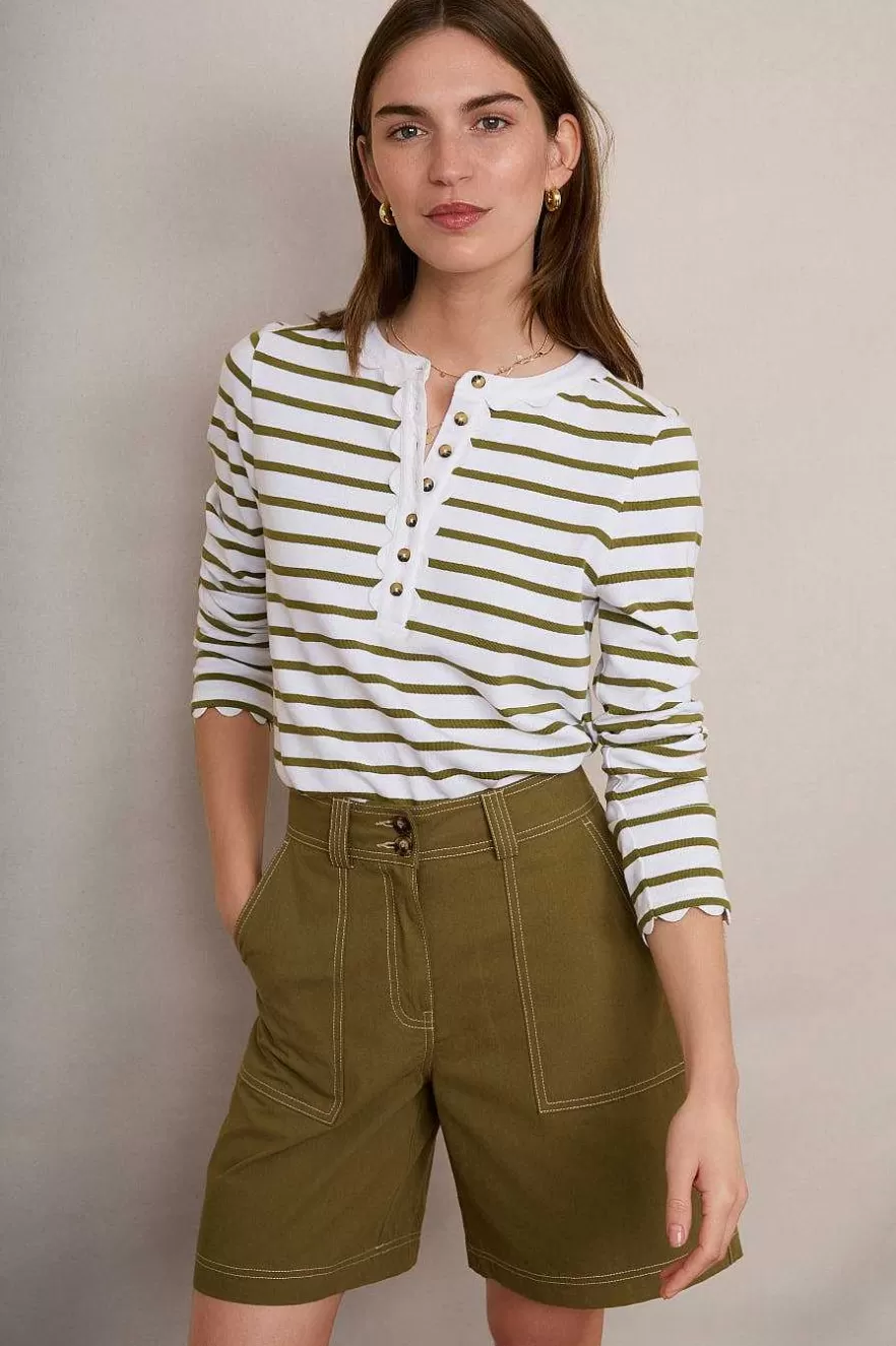 WYSE London Tops-Lottie Top - Ivory/Khaki