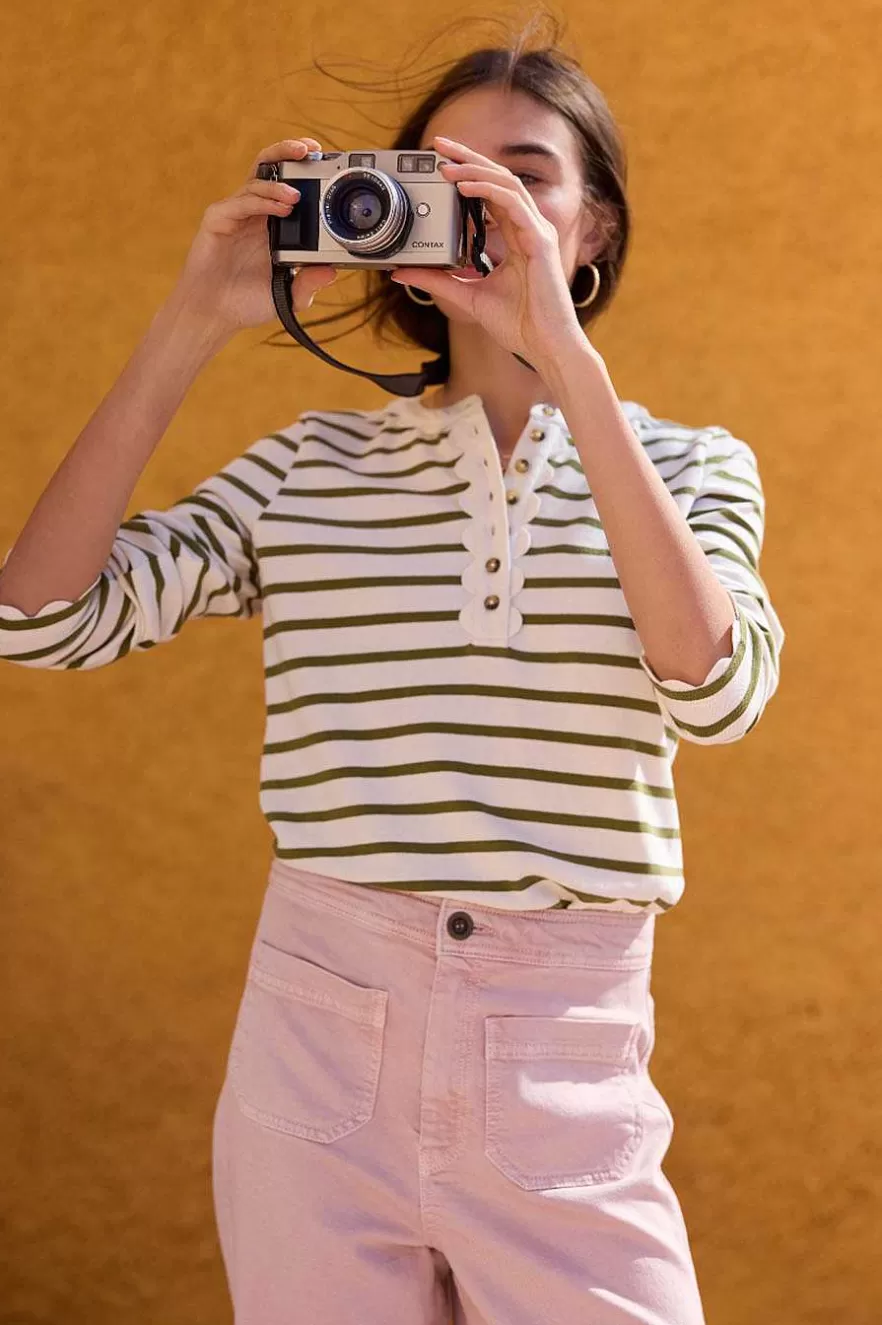 WYSE London Holiday-Lottie Top - Ivory/Khaki