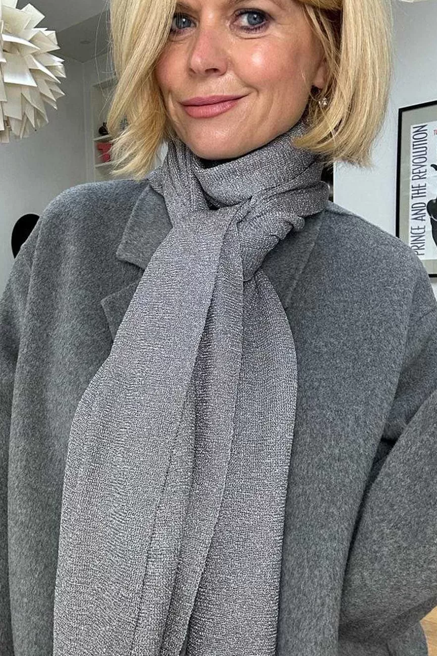 WYSE London Accessories & Shoes-Maddie Metallic Scarf - Silver
