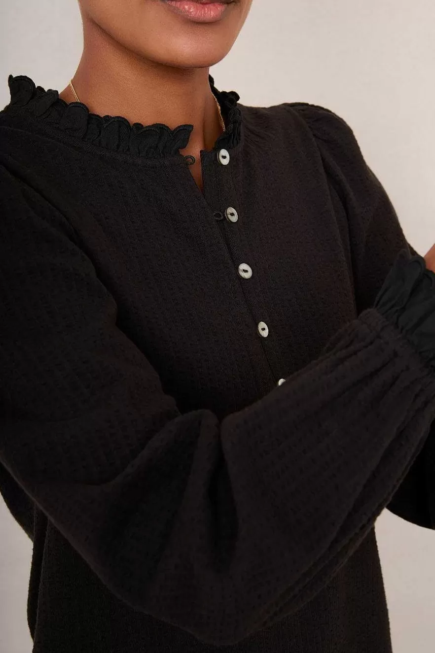 WYSE London Tops-Mariam Jersey Top - Black