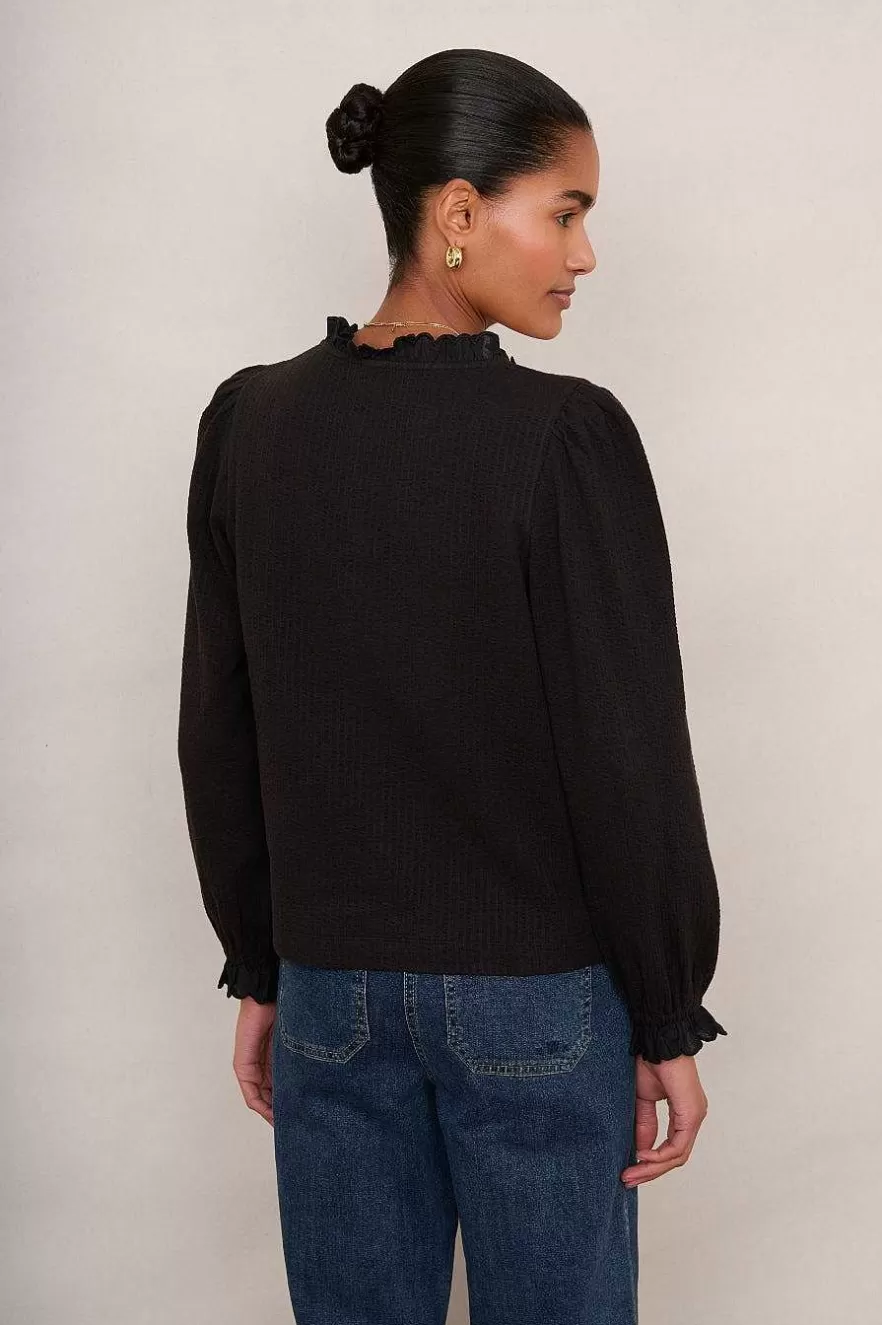 WYSE London Tops-Mariam Jersey Top - Black