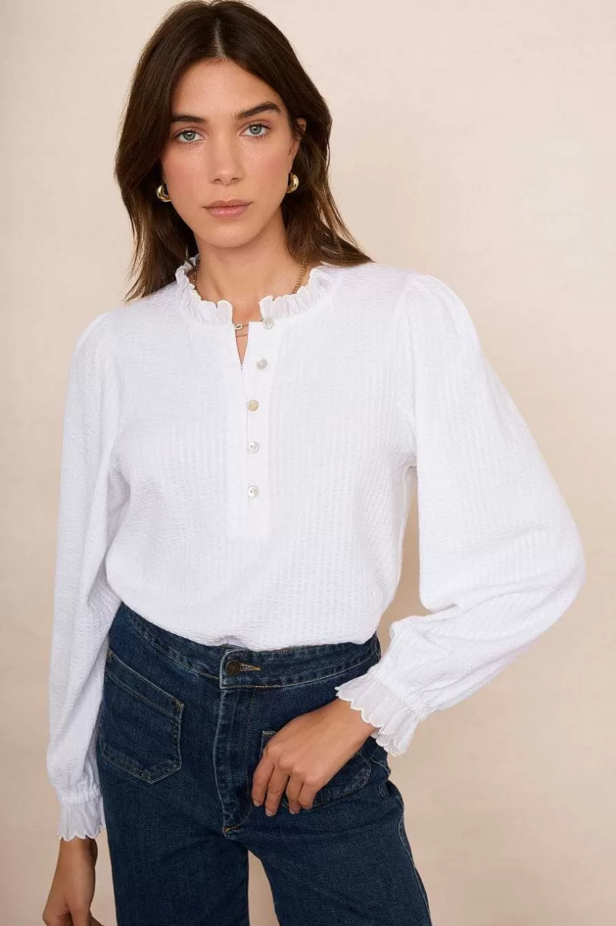 WYSE London Tops-Mariam Jersey Top - White