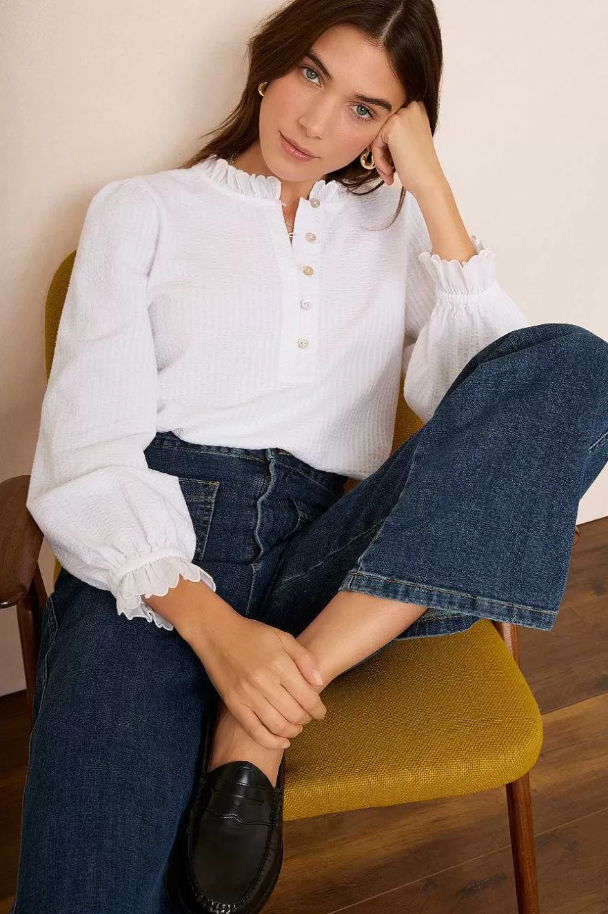WYSE London Tops-Mariam Jersey Top - White