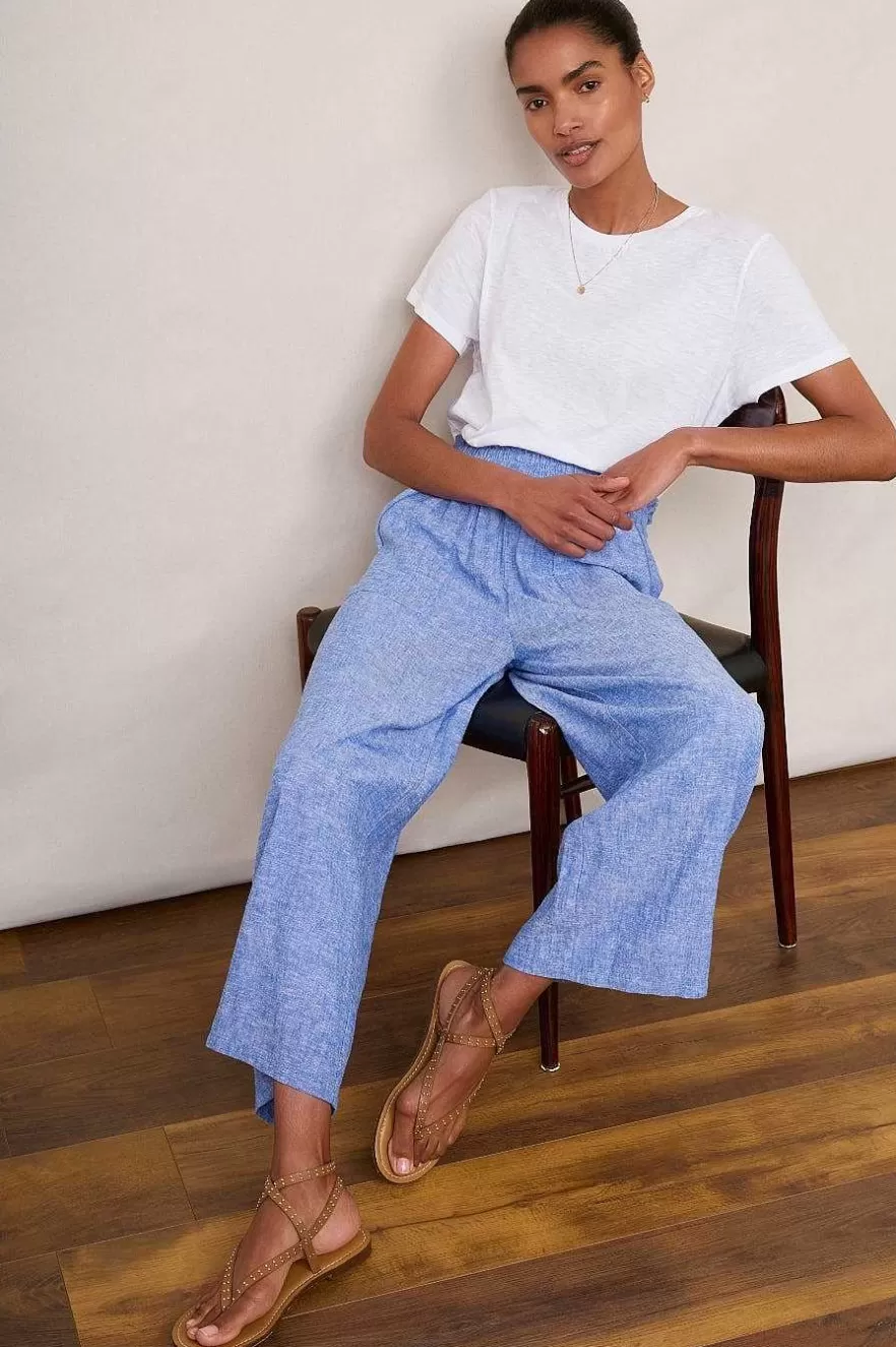 WYSE London Linen-Martha Cropped Linen Trouser - Chambray