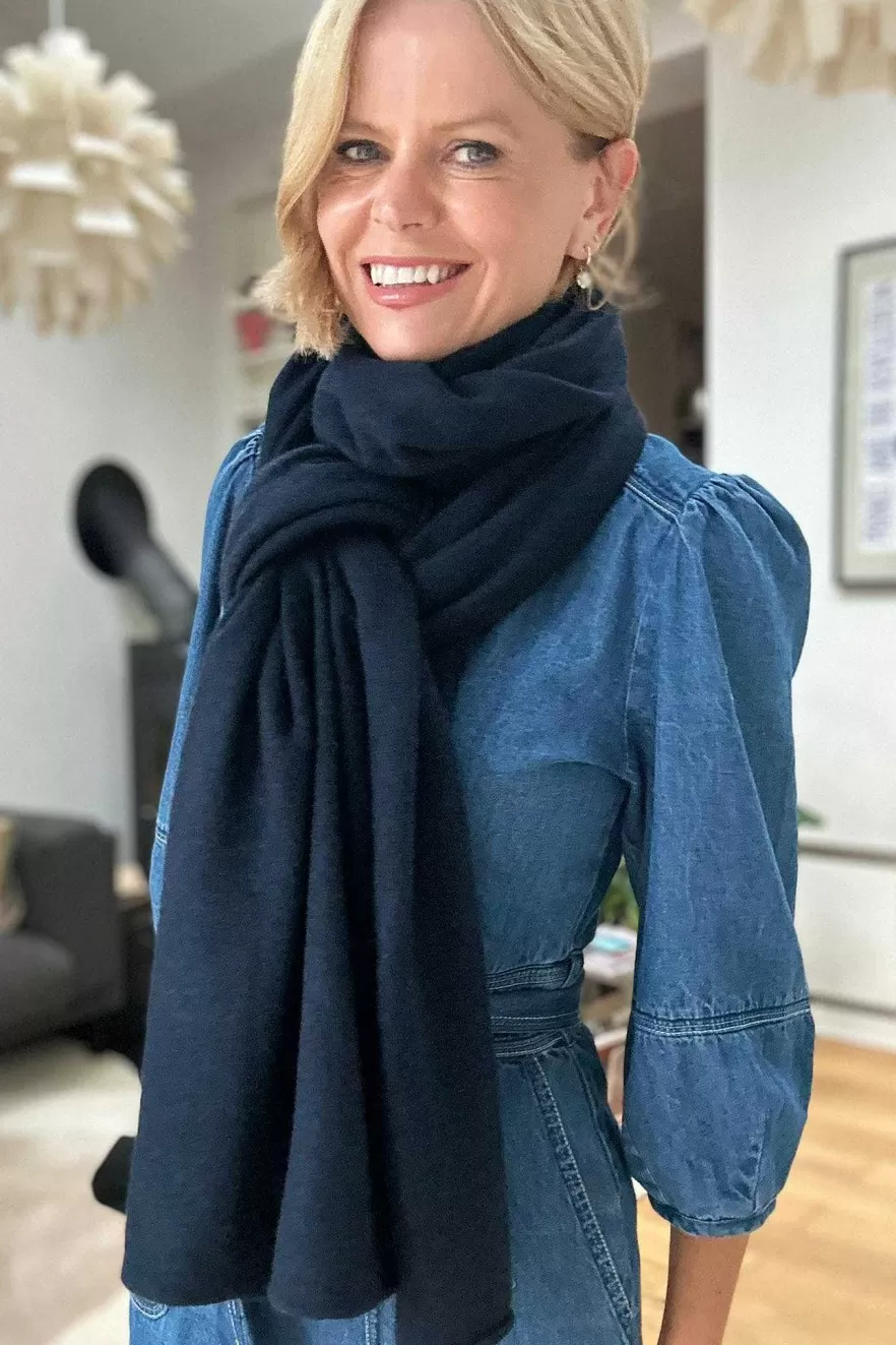 WYSE London Accessories & Shoes-Mathilde Cashmere Scarf - Midnight