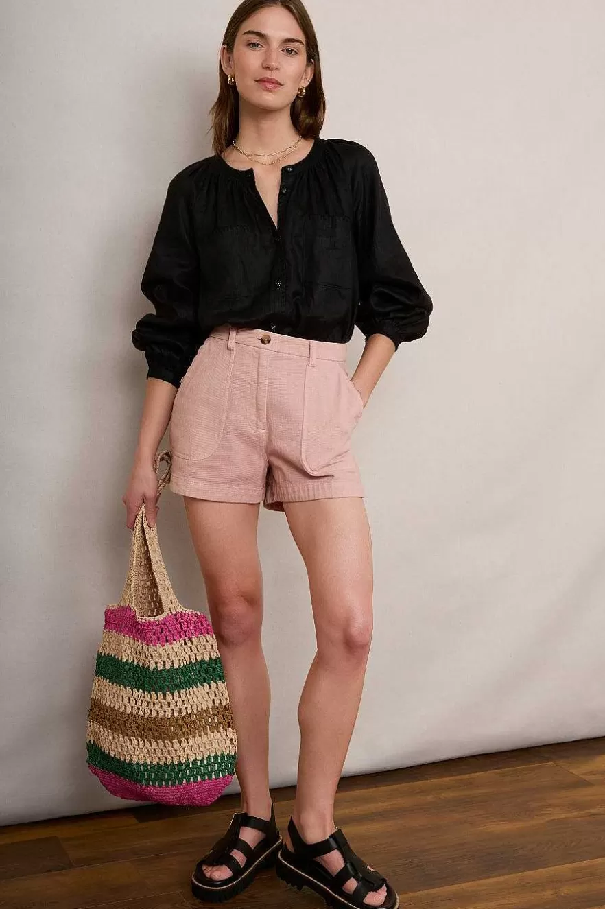 WYSE London Tops-Monica Linen Shirt - Black