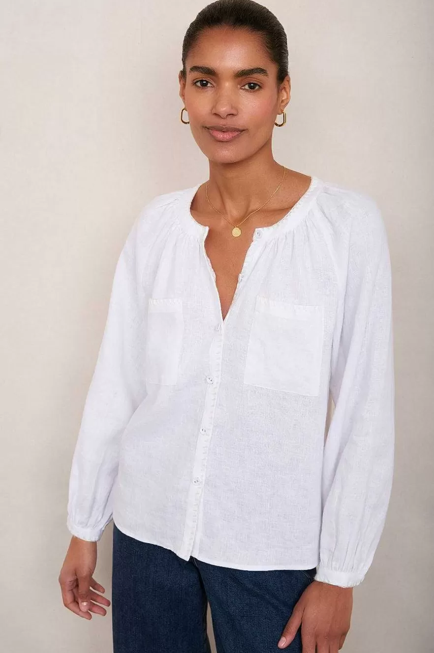 WYSE London Tops-Monica Linen Shirt - White