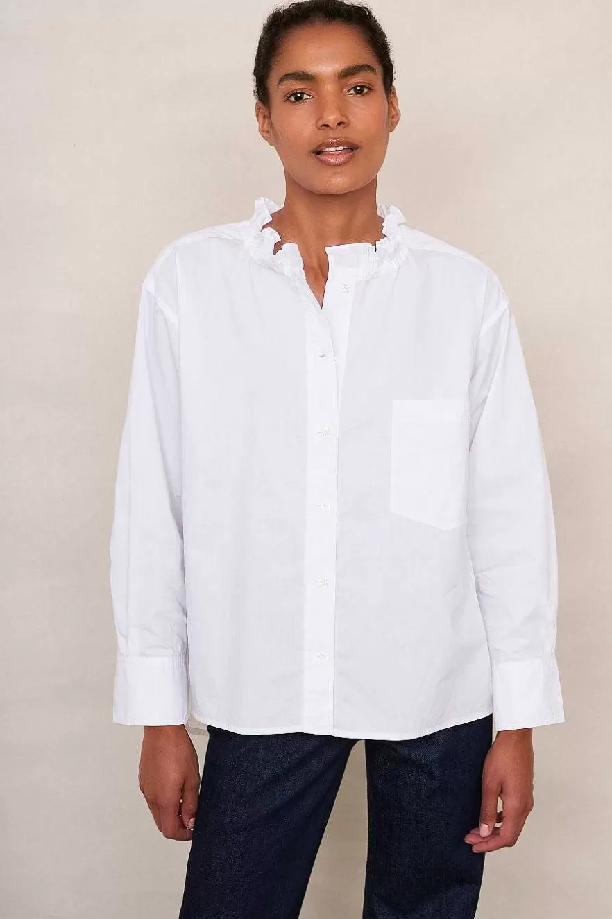 WYSE London Tops-Odette Oversized Cotton Poplin Blouse - White