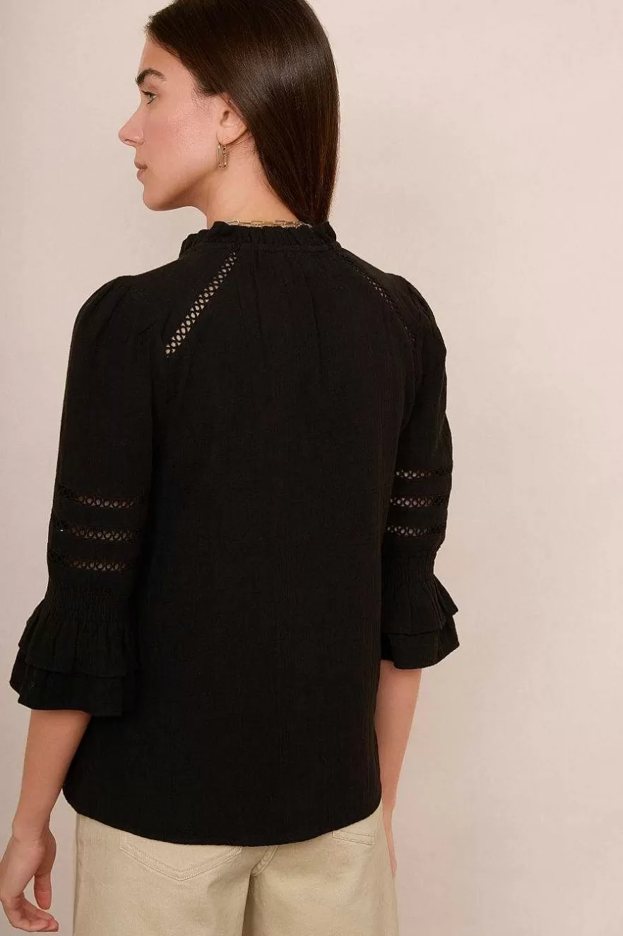 WYSE London Tops-Parker Blouse - Black