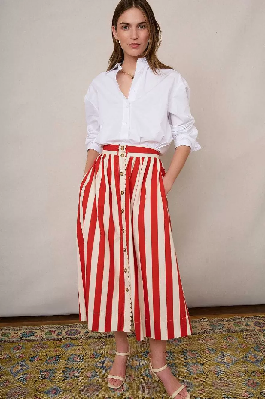 WYSE London Skirts-Pippa Ric Rac Skirt - Red Stripe