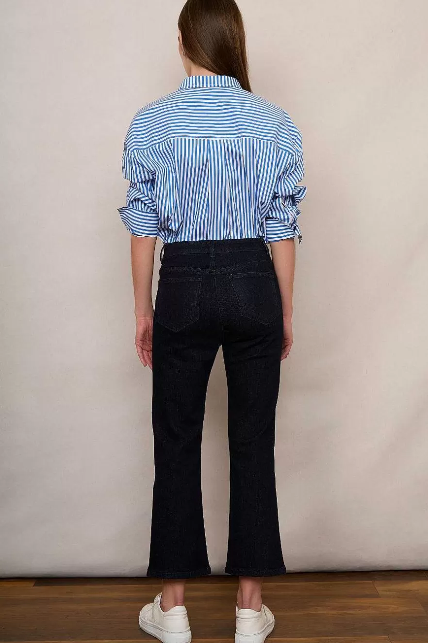 WYSE London Jeans-Rosie Cropped Kickflare Jean - Rinse Wash