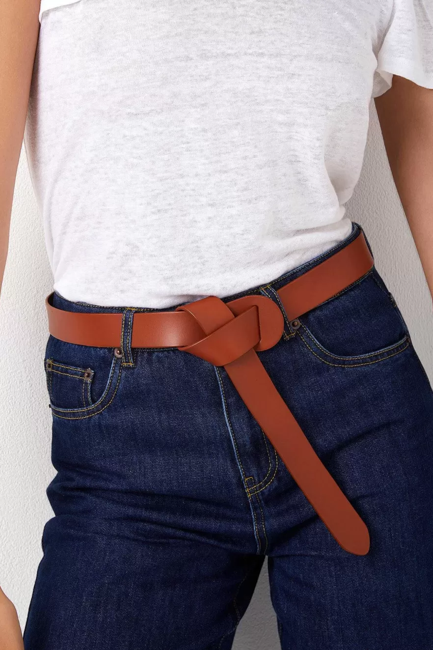 WYSE London Accessories & Shoes-Wrap Leather Belt - Tan