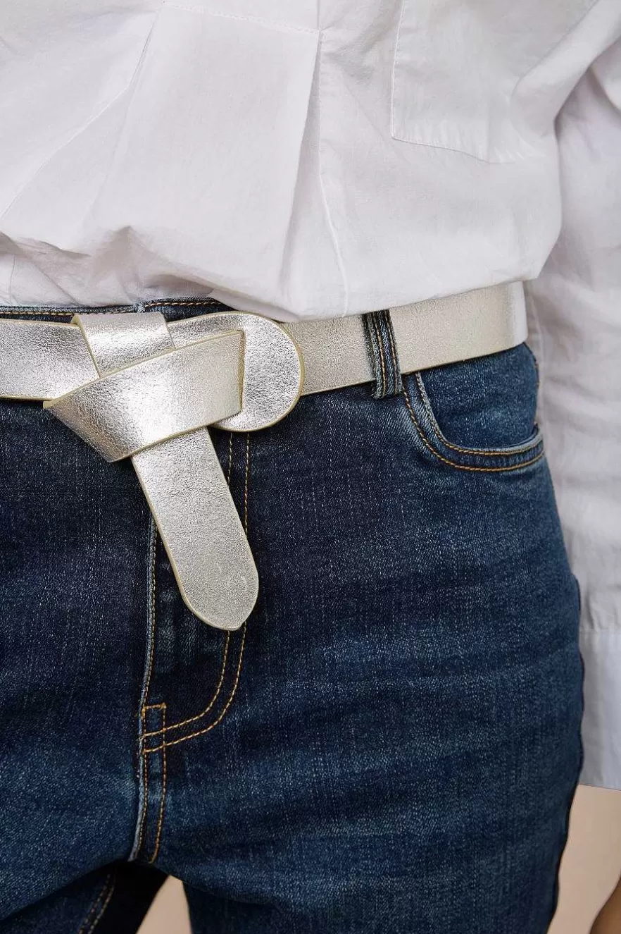 WYSE London Accessories & Shoes-Wrap Leather Metallic Reversible Belt - Gold/Silver